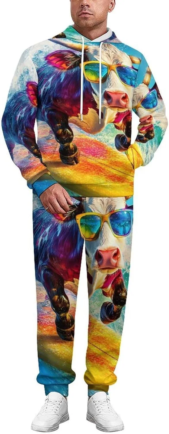 Спортивный костюм с принтом Funny Cow Ocean Surfing, 2 предмета, серый