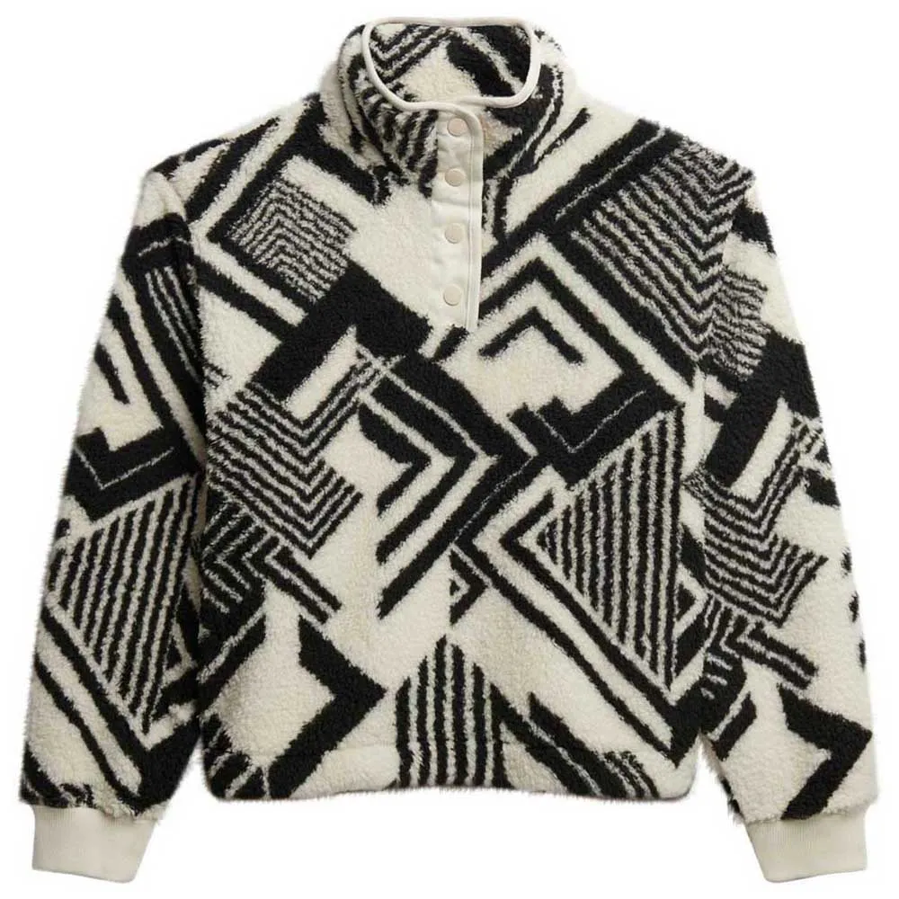 Свитер Superdry Super Soft с принтом и застежкой-молнией до середины груди, белый — фото 3