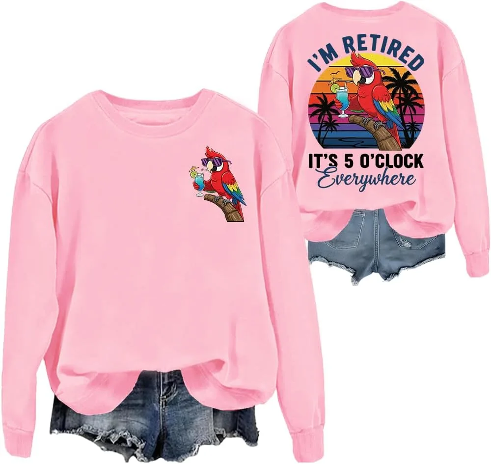 

Толстовка с принтом "Я на пенсии, везде пять часов" и попугаем NACJOM