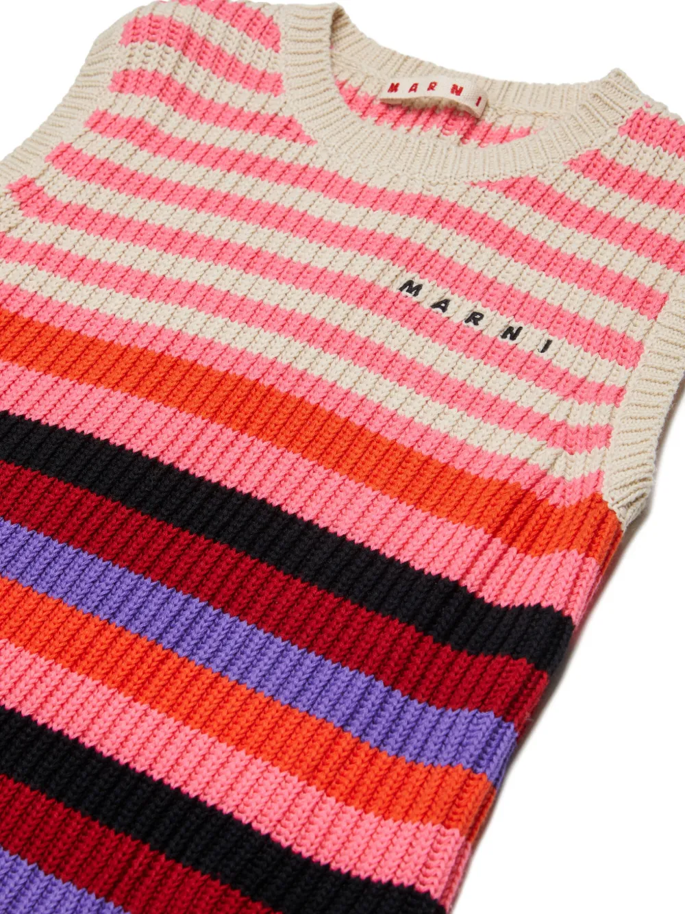 Платье без рукавов в полоску Marni Kids, розовый — фото 3