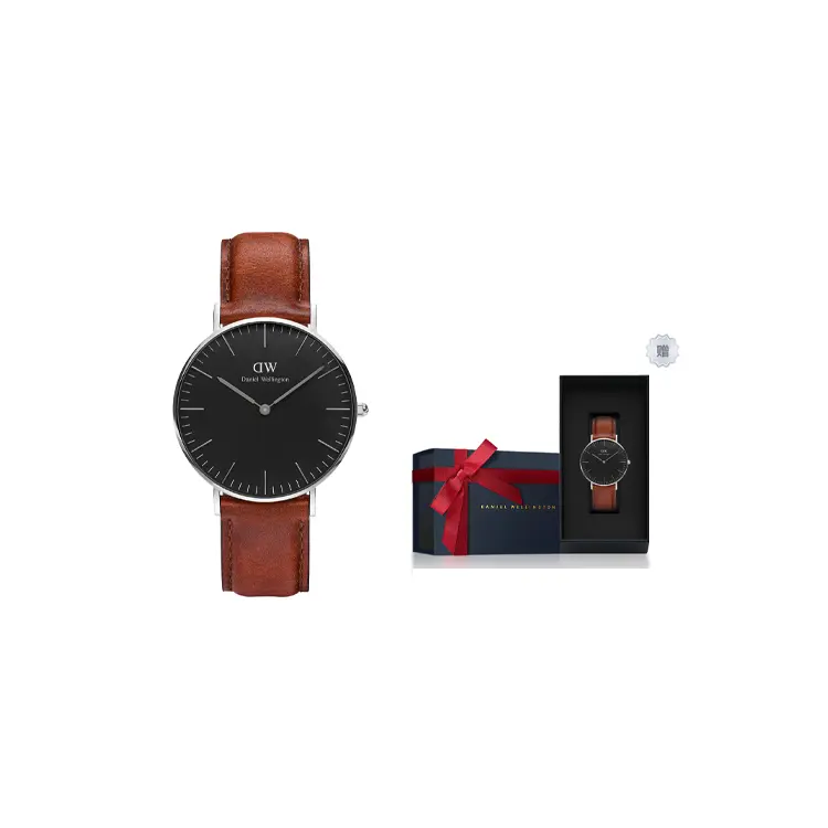 

DW/DanielWellington Часы Daniel Wellington Wrist Watch Quartz Movement Leather Strap Black Dial Men's Watch, Custom Box