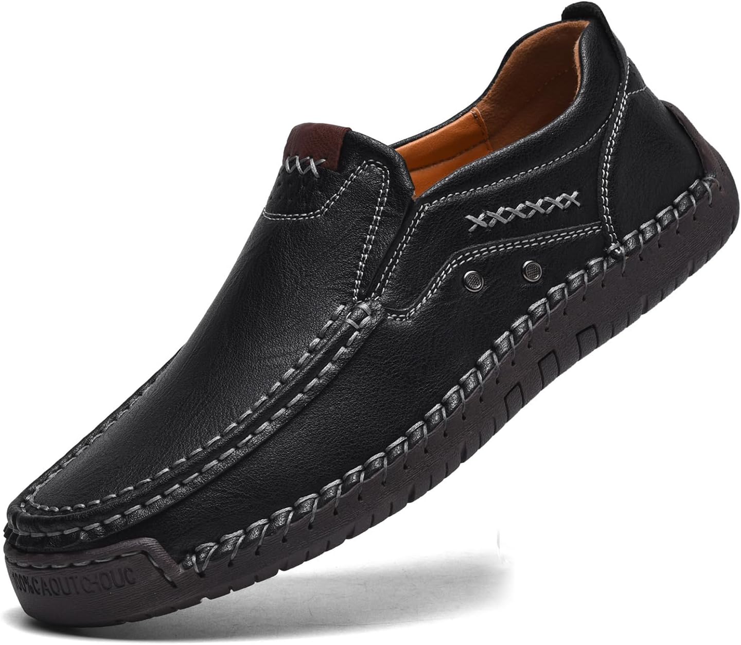 

Мужские ручной работы кожаные слипоны-лоферы с классическим округлым носком, противоскользящей подошвой, удобные мокасины для повседневной носки, прогулок, спорта, активного отдыха и вождения Nxnbhsl, черный