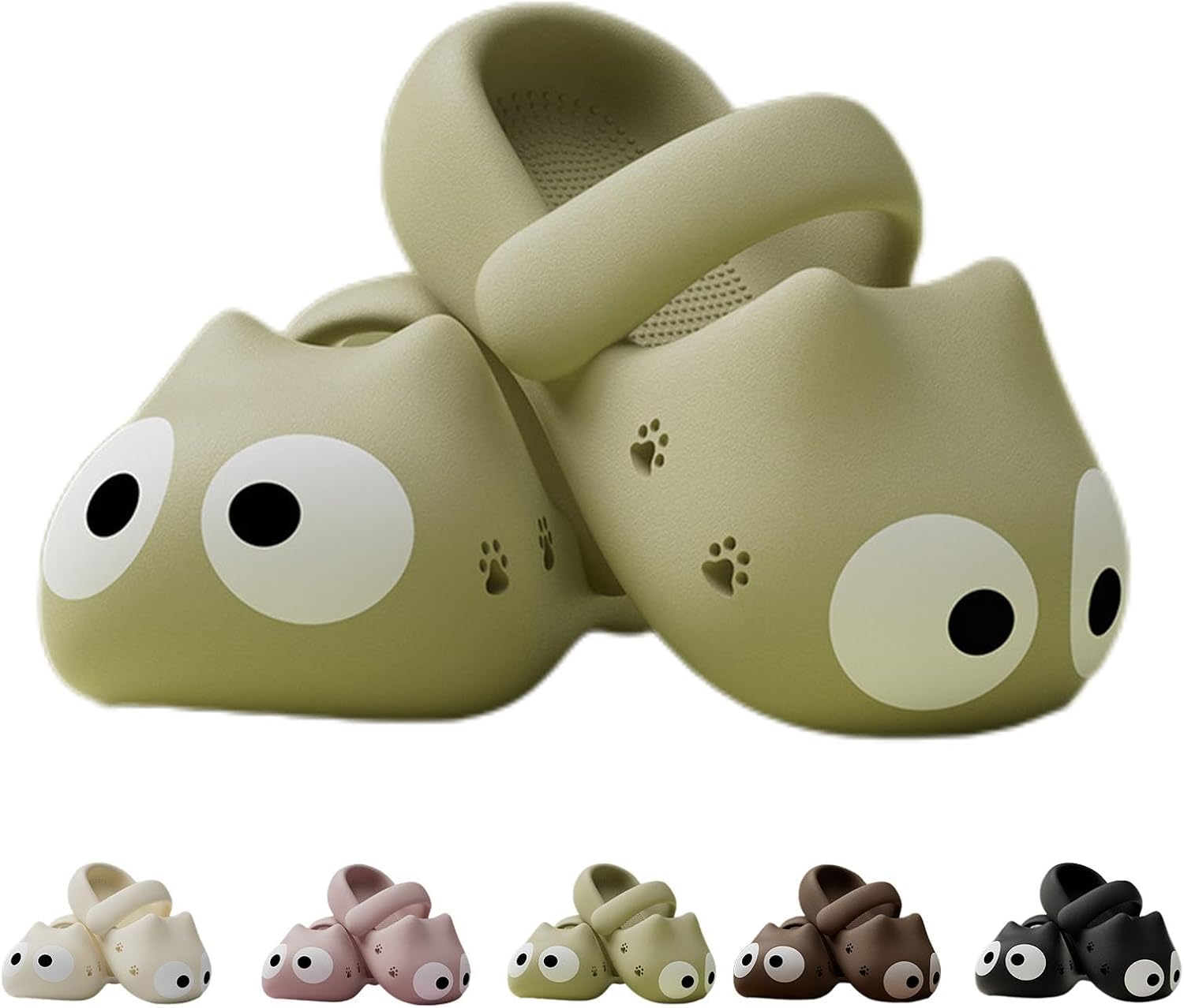 

Тапочки с большими глазами для женщин, милые кошачьи тапочки, летние тапочки-кошки, шлепанцы для душа, тапочки с толстой подошвой и противоскользящей поверхностью для пляжа Generic, зеленый