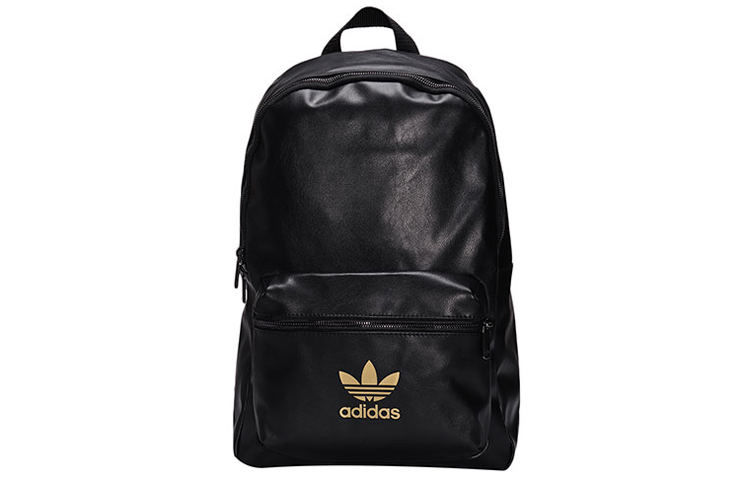 

Кожаный рюкзак обычный женский черный золотой цвет Adidas Originals