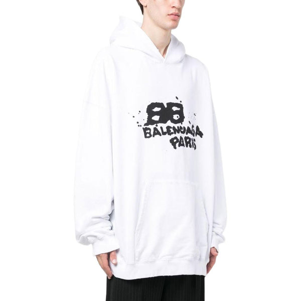 Толстовка hand-drawn bb icon hoodie large fit 'white' Balenciaga, белый — фото 4