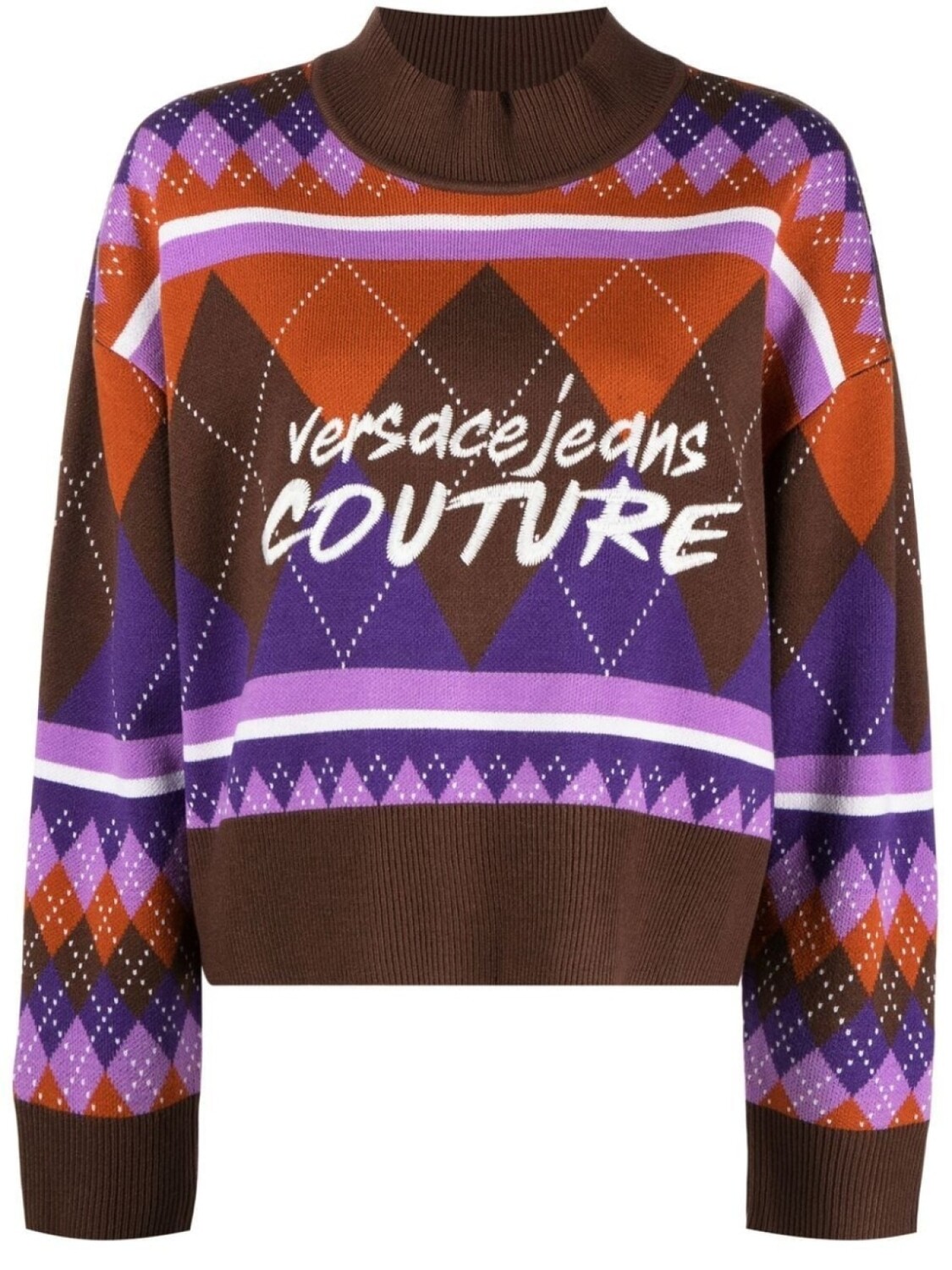 

Versace Jeans Couture джемпер с узором аргайл и вышитым логотипом, коричневый