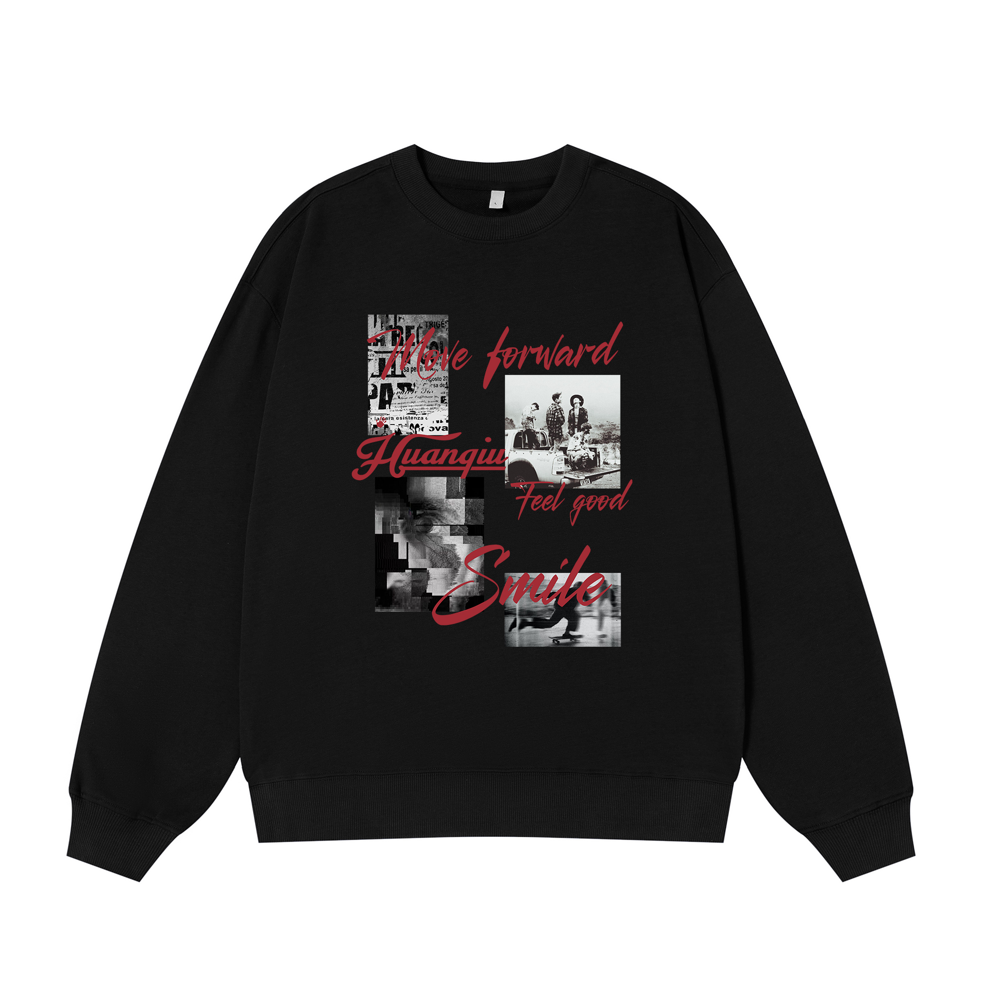 

Свитшот с круглым вырезом Unisex HUANQIU, черный (fleece-lined)