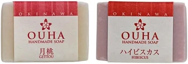 Набор мыла для лица Moon Peach и Hibiscus, Okinawa Turmeric Sales, 2 шт., 47 г, белый