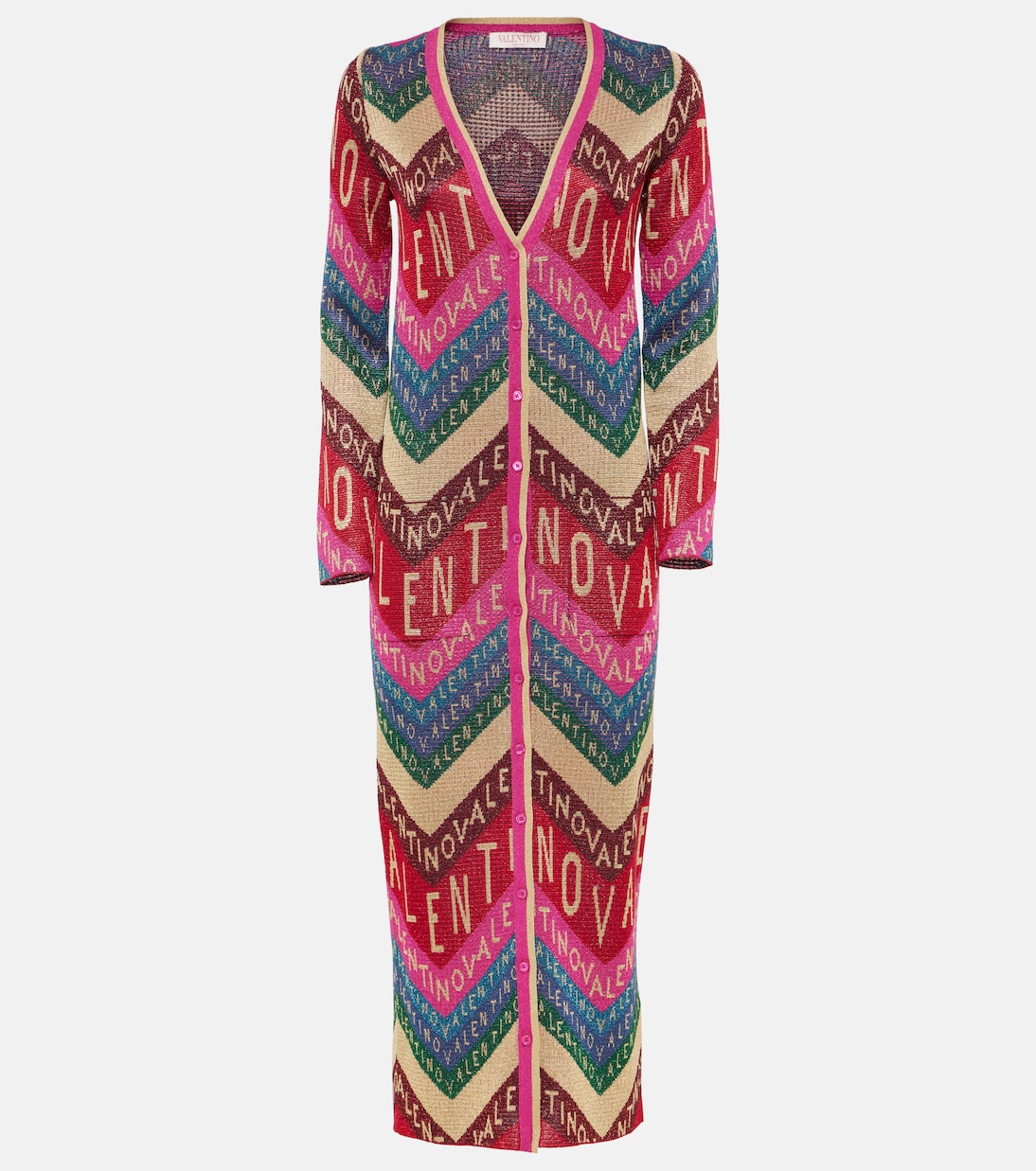 

Платье миди из трикотажного жаккарда с логотипом Valentino, разноцветный