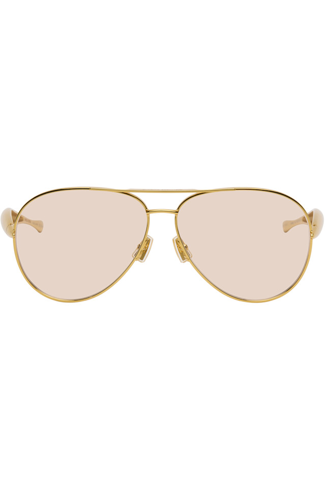 

Солнцезащитные очки-авиаторы «Золотая сардина» Bottega Veneta, золотой/золотой/коричневый