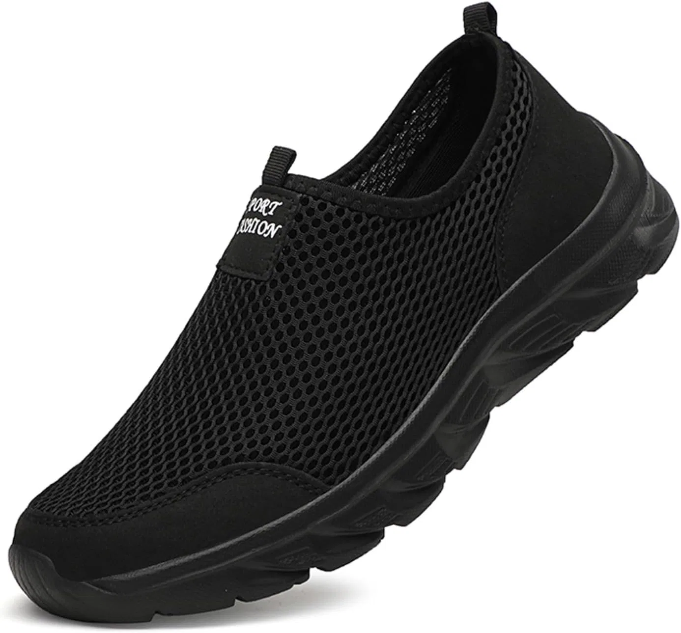 Спортивные кроссовки Herren Mesh Atmungsaktive Sommer Sneaker Бег Теннис Straßenlaufschuhe Bequeme Weich Laufschuhe Фитнес-студия Слипоны Turnschuhe Бег трусцой Walkingschuhe Wander Schlüpfen Schuhe Generic, Schwarz — фото 3