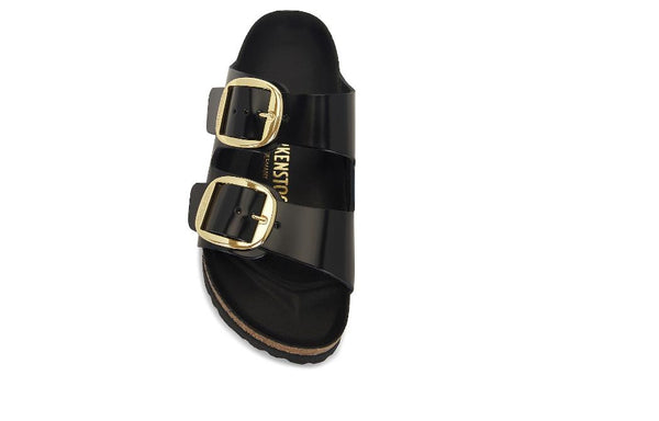 Тапочки arizona big buckle natural leather narrow fit sandals 'patent high shine black' Birkenstock, черный — фото 3