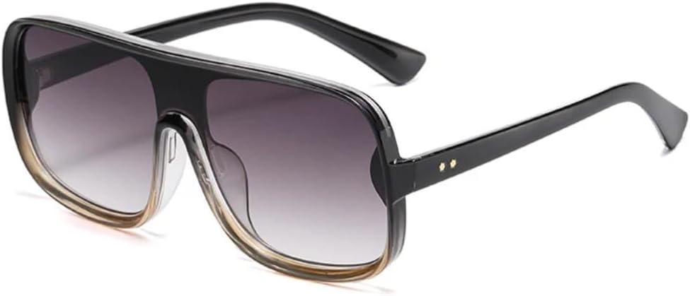 

Модные женские солнцезащитные очки большого размера с ретро-заклепками, мужские солнцезащитные очки с градиентным зеркальным покрытием и защитой от УФ-излучения UV400 VRTRFFTR, Black Grey Tea Grey