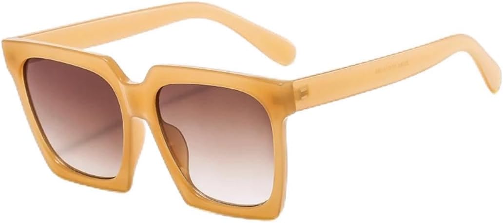 

Модные солнцезащитные очки для женщин и мужчин, трендовые, роскошные, ретро, ​​с большой оправой, классические, для активного отдыха, путешествий, вождения, солнцезащитные очки с защитой от УФ-излучения UV400 TKKTLLT, Yellow Tea