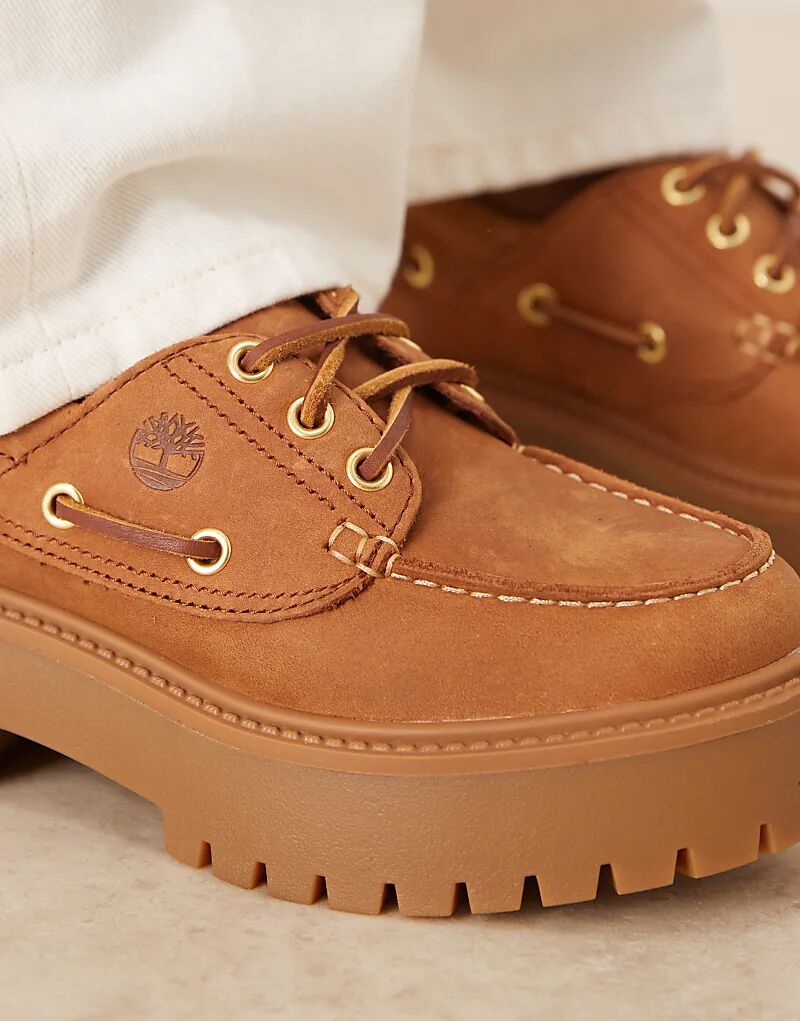 Туфли-лодочки Timberland Stone Street на платформе с тремя люверсами из коричневого нубука — фото 2