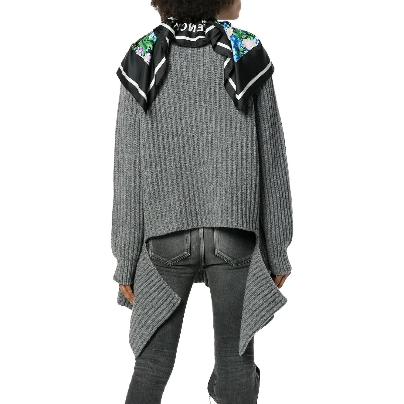 Свитер женский серый crew neck утолщенный накидка Balenciaga, Gray — фото 4