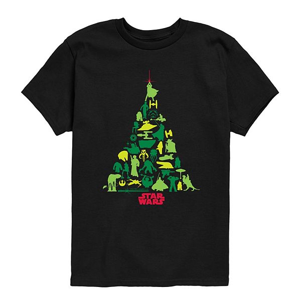 

Футболка с принтом силуэта новогодней елки для мальчиков 8-20 Star Wars, Black
