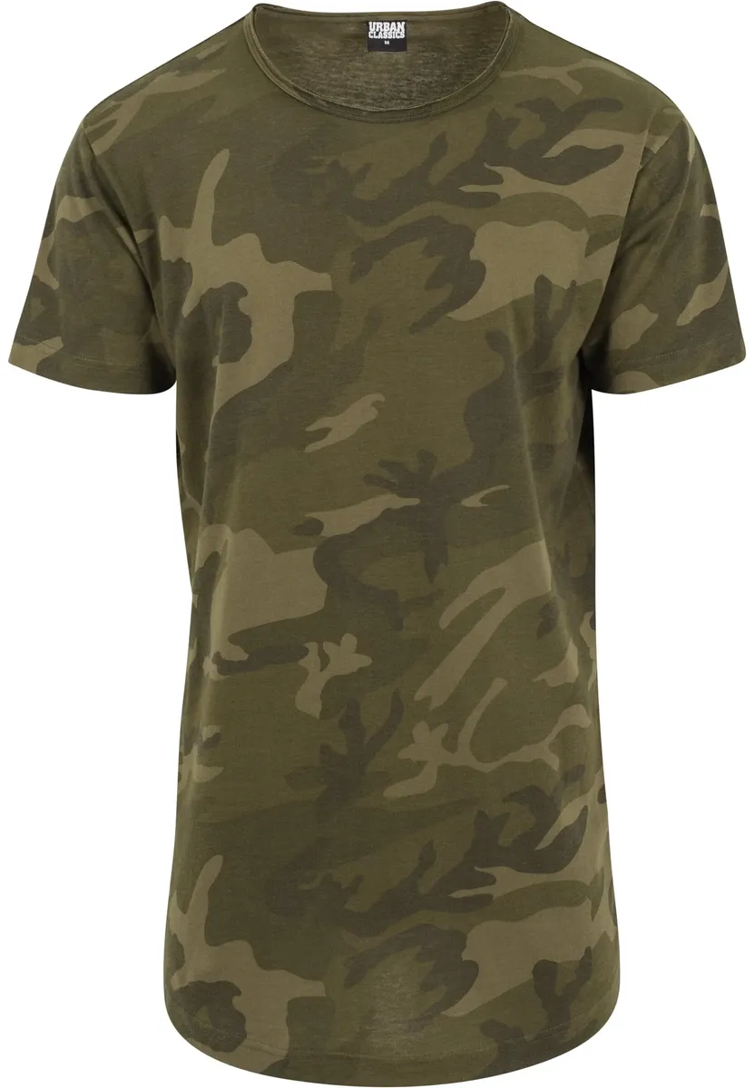 

Рубашка с короткими рукавами URBAN CLASSICS " Urban Classics Men's Camo Shaped Long Tee", оливковый