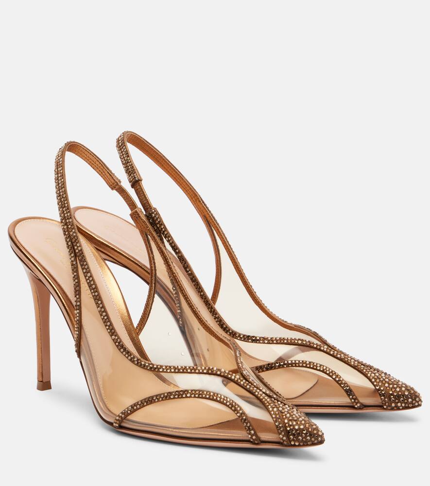 Туфли-лодочки Diana 95 из полиуретана с кожаной отделкой Gianvito Rossi, Bronze+Mekong+Bronze