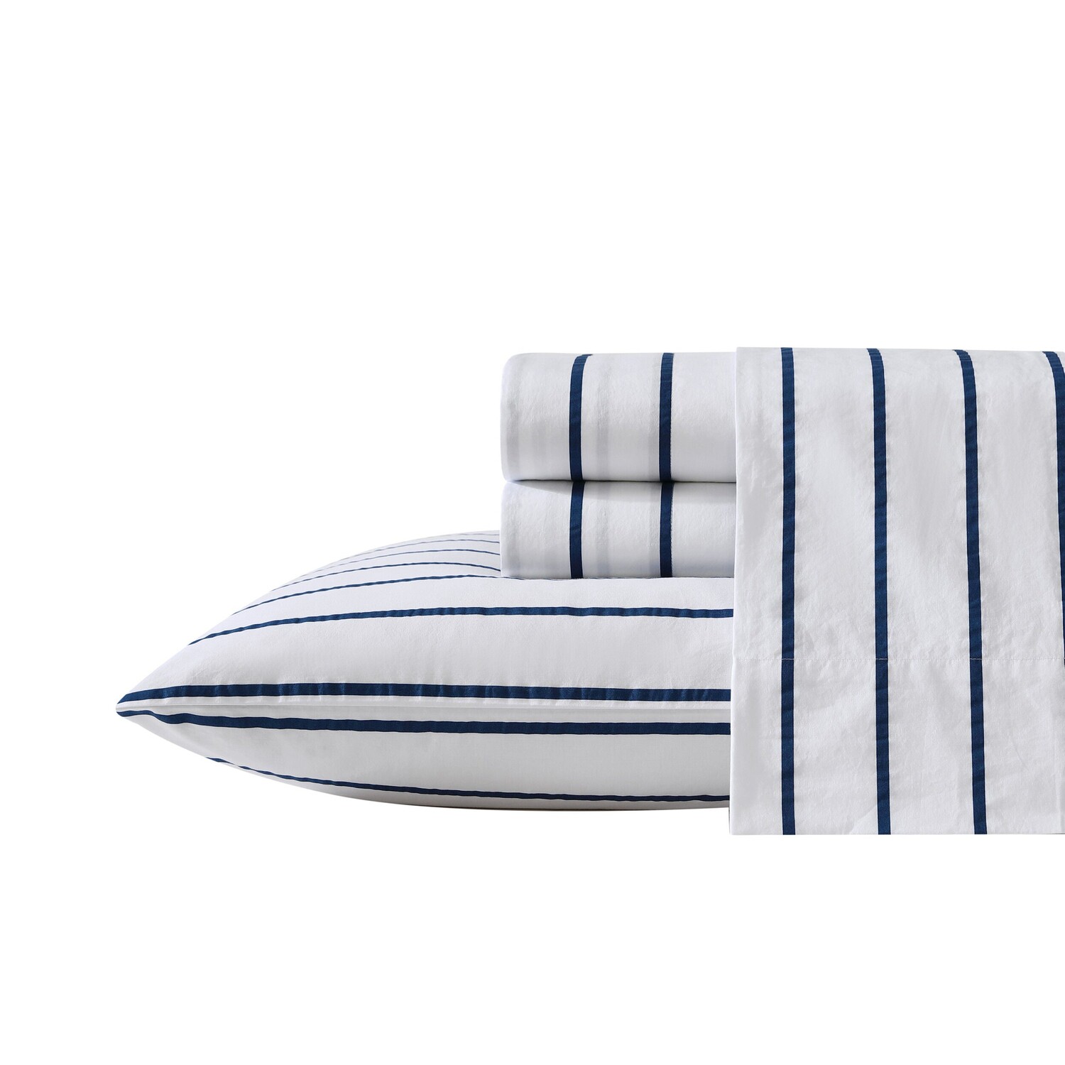 

Nautica Brenton Stripe Navy Twin Xl Комплект простыней, цвет Nrf Cobalt Wave