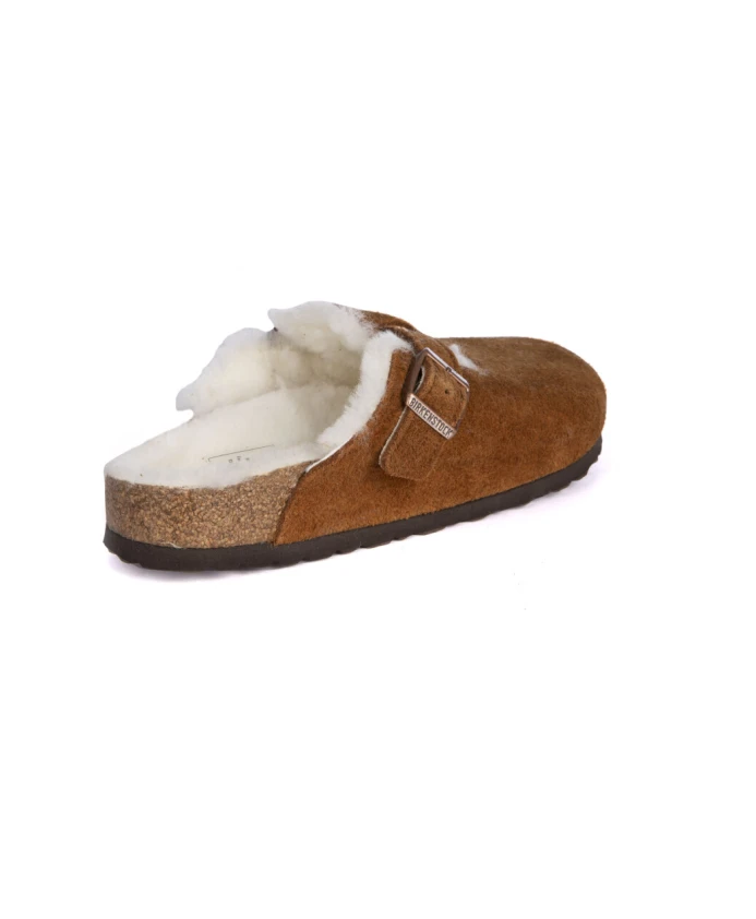 Мюли Birkenstock Boston Shearling Suede Leather узкие, коричневый — фото 3