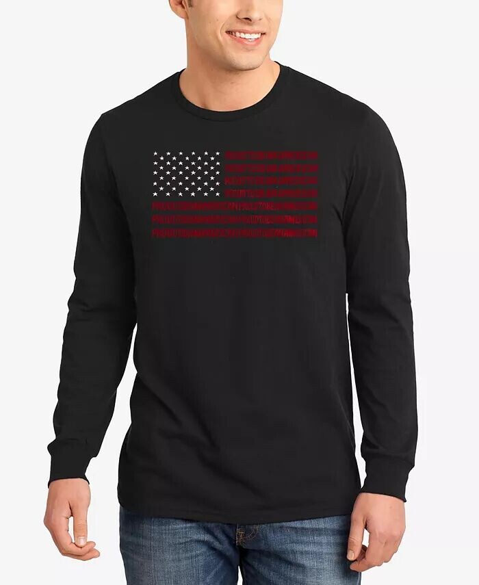 

Proud To Be An American — мужская футболка с длинным рукавом с надписью Word Art LA Pop Art, черный
