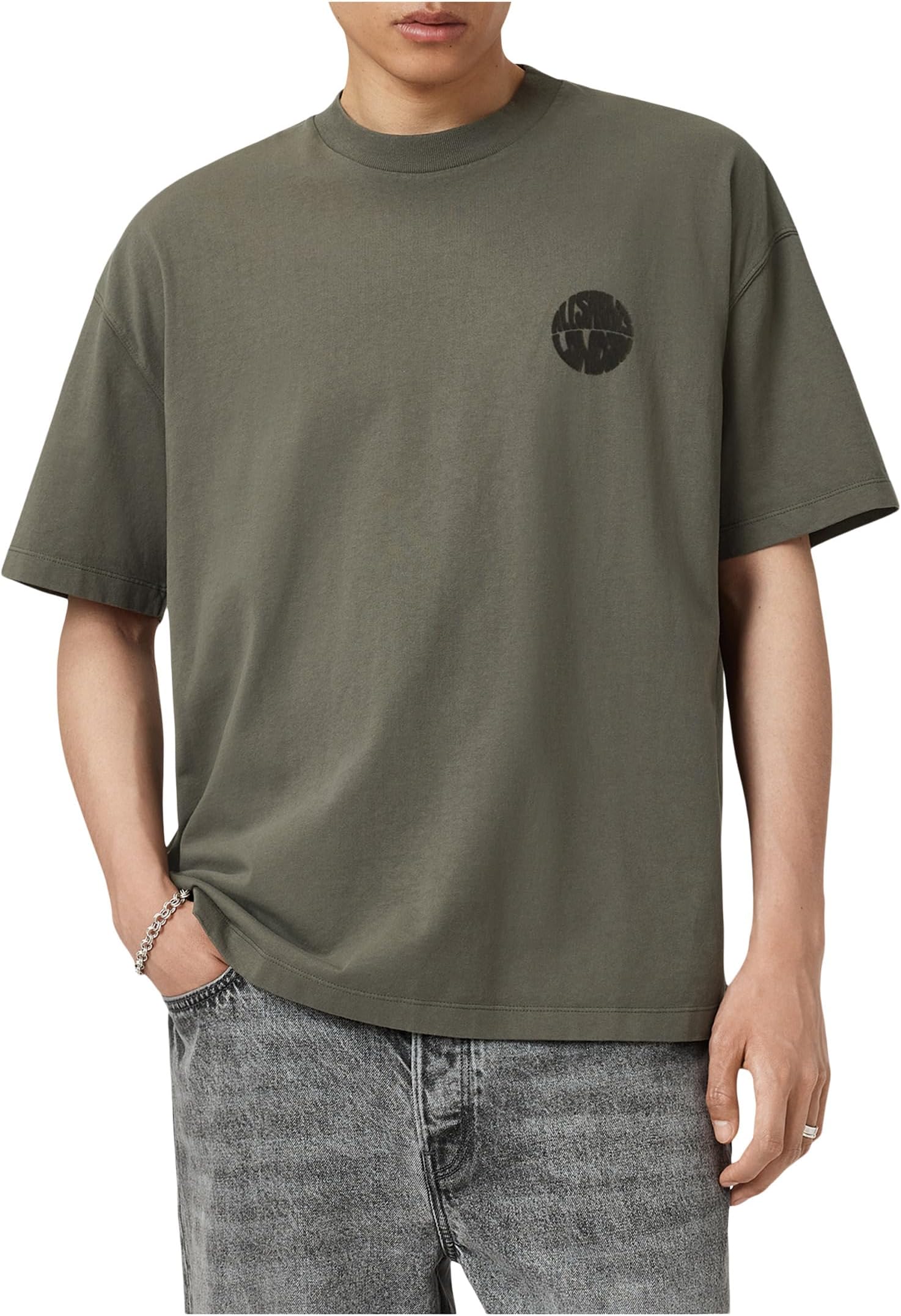 

Футболка AllSaints Waved Short Sleeve Crew, цвет Forest Green