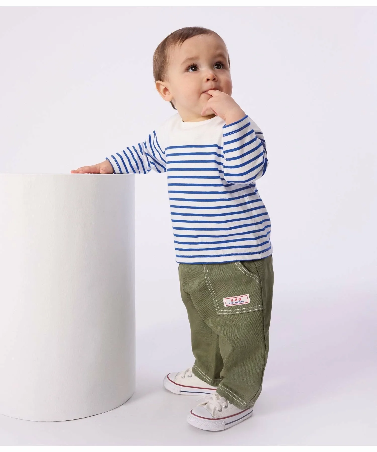 Футболка Marinière с длинными рукавами PETIT BATEAU, Off-white/blue — фото 2