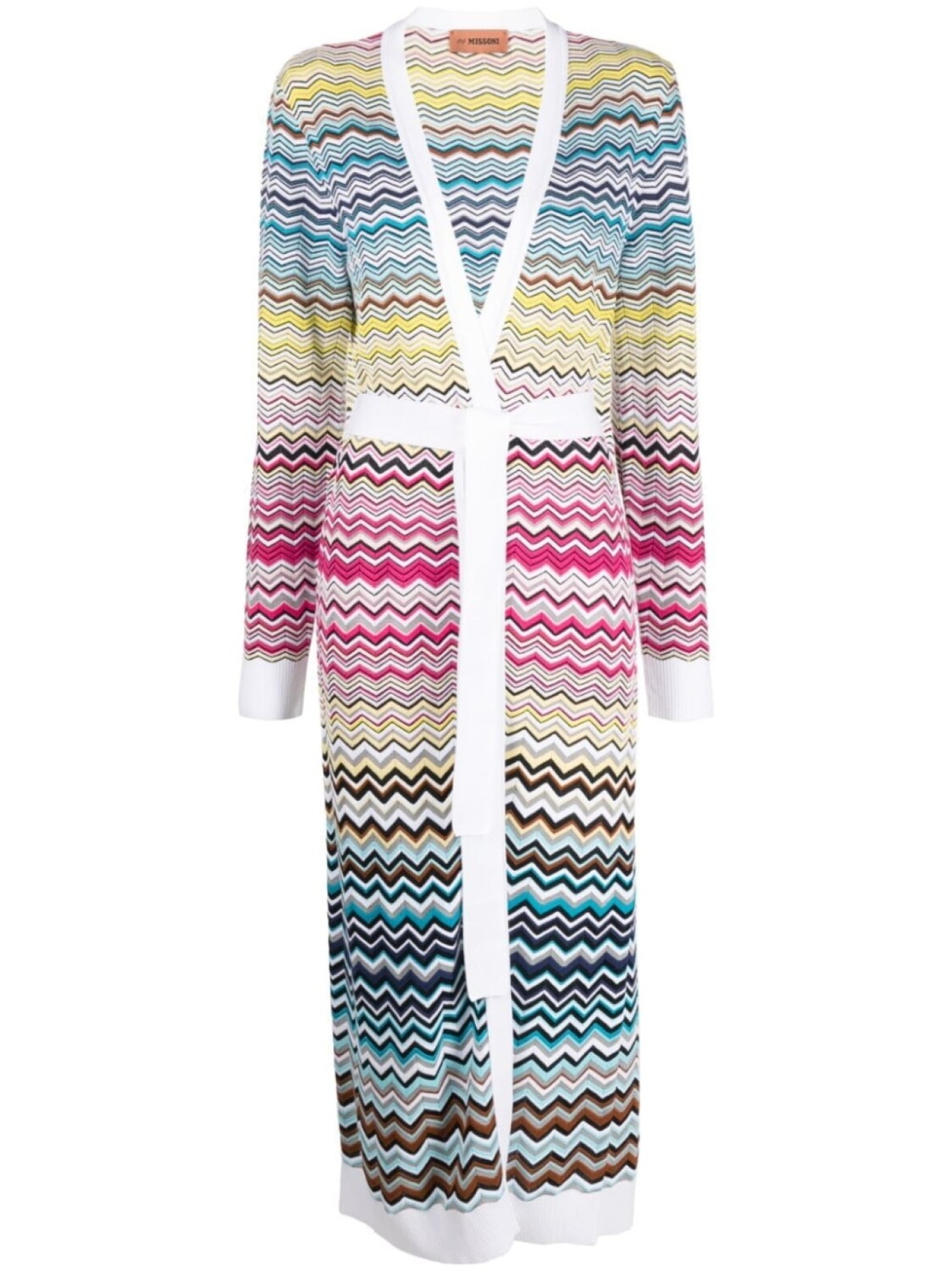 

Missoni пальто-кардиган с поясом и узором зигзаг, синий
