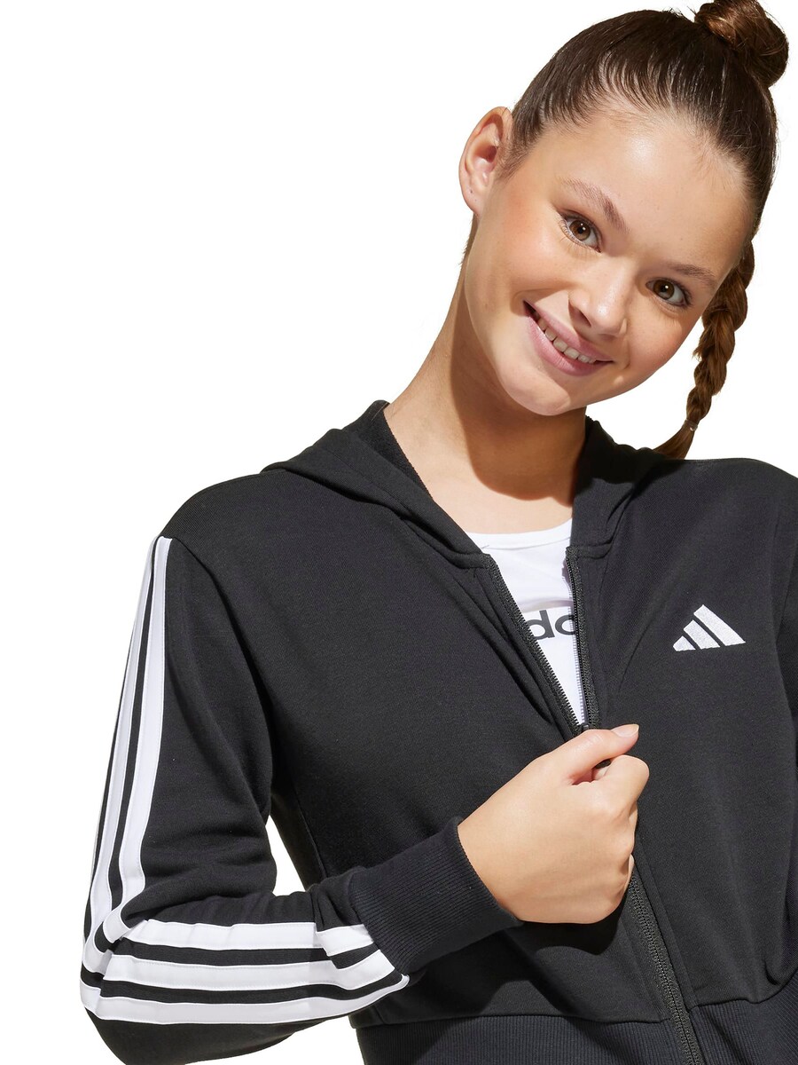 Спортивная толстовка с капюшоном на молнии ADIDAS SPORTSWEAR Essentials, черный — фото 3
