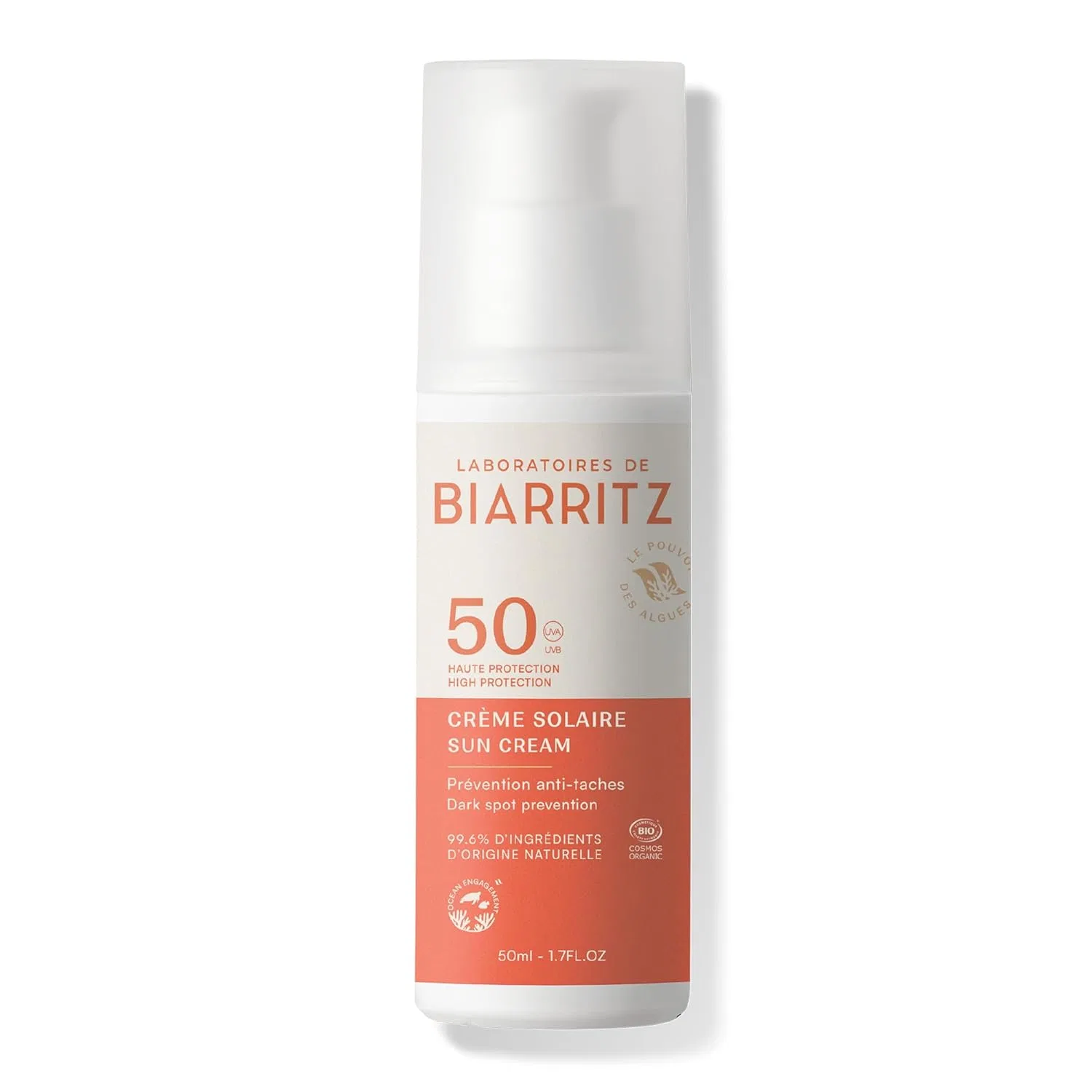 Органический солнцезащитный крем для лица SPF50 от Laboratoires de Biarritz, 50 мл Laboratoires De Biarritz
