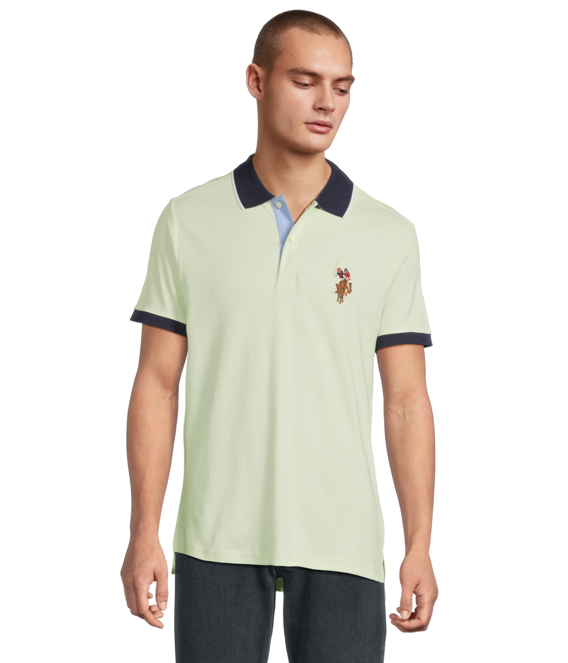 

Рубашка U.S. POLO ASSN. Short Sleeve Slim Fit Multicolor Pony Interlock Polo Shirt, Mint Tea