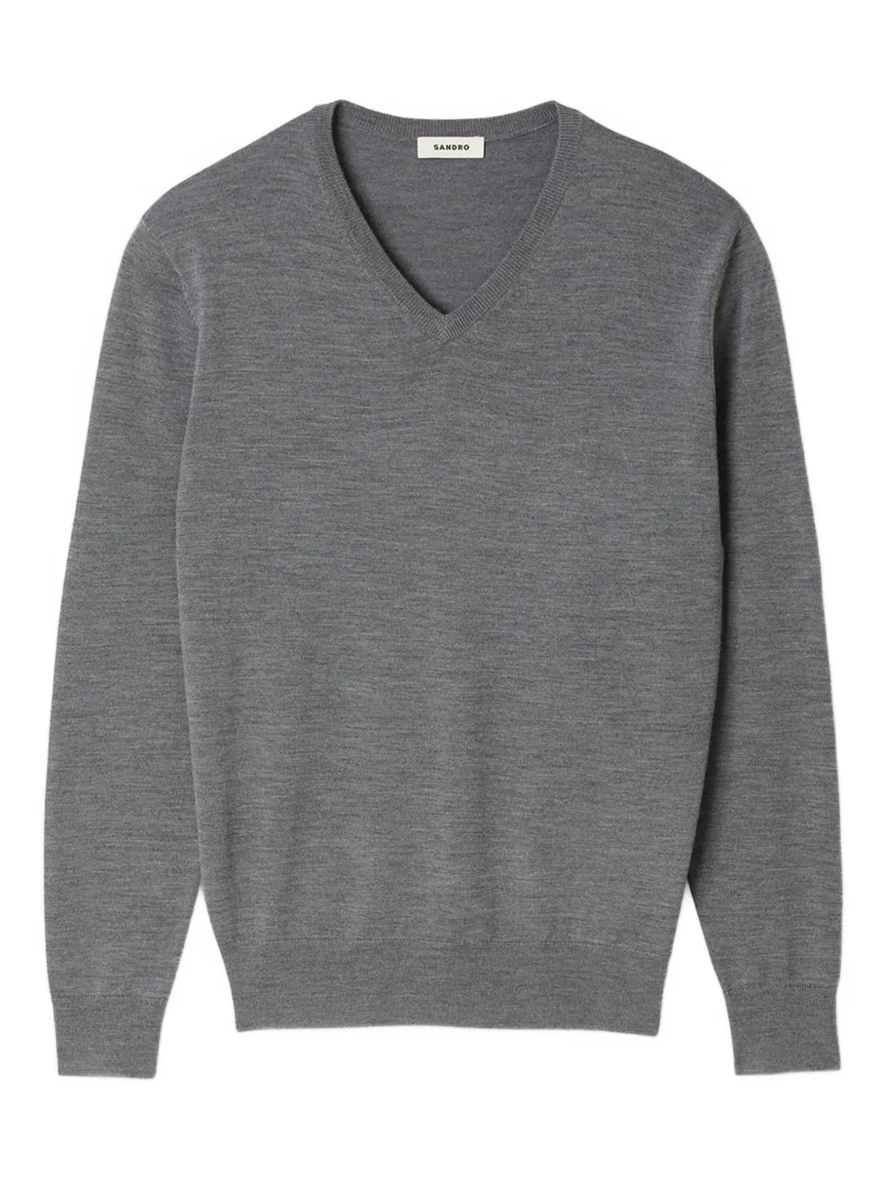 

Шерстяной свитер с V-образным вырезом SANDRO, серый