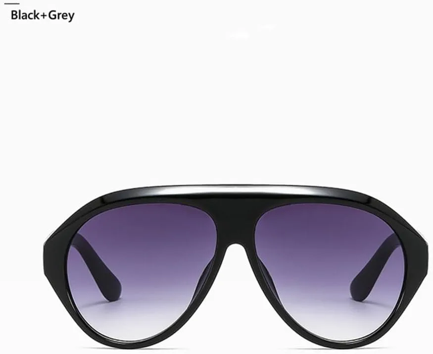 

Овальные солнцезащитные очки для женщин и мужчин в стиле ретро с увеличенной оправой, солнцезащитные очки с защитой от УФ-излучения UV400 VFDHN, Black Grey