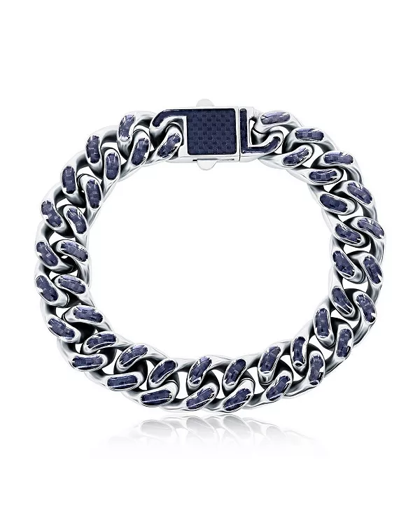 

Кубинский браслет из нержавеющей стали и углеродного волокна толщиной 12 мм Metallo, black