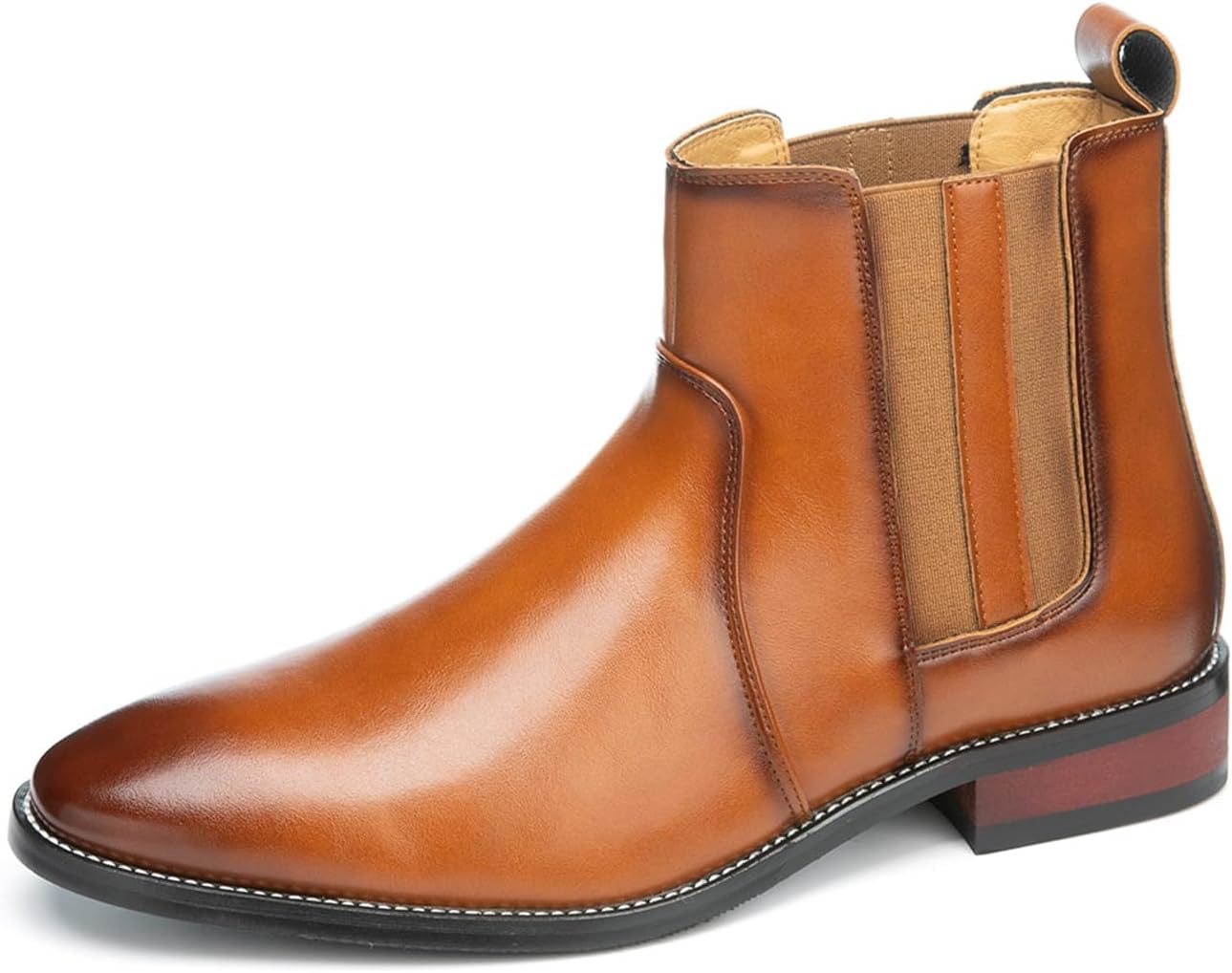 

Мужские сапоги QKLMWES Chelsea из натуральной кожи с эластичной вставкой, зауженным носком, удобные, с нескользящей подошвой, повседневные ботинки на щиколотку Chukka с низким каблуком, коричневый