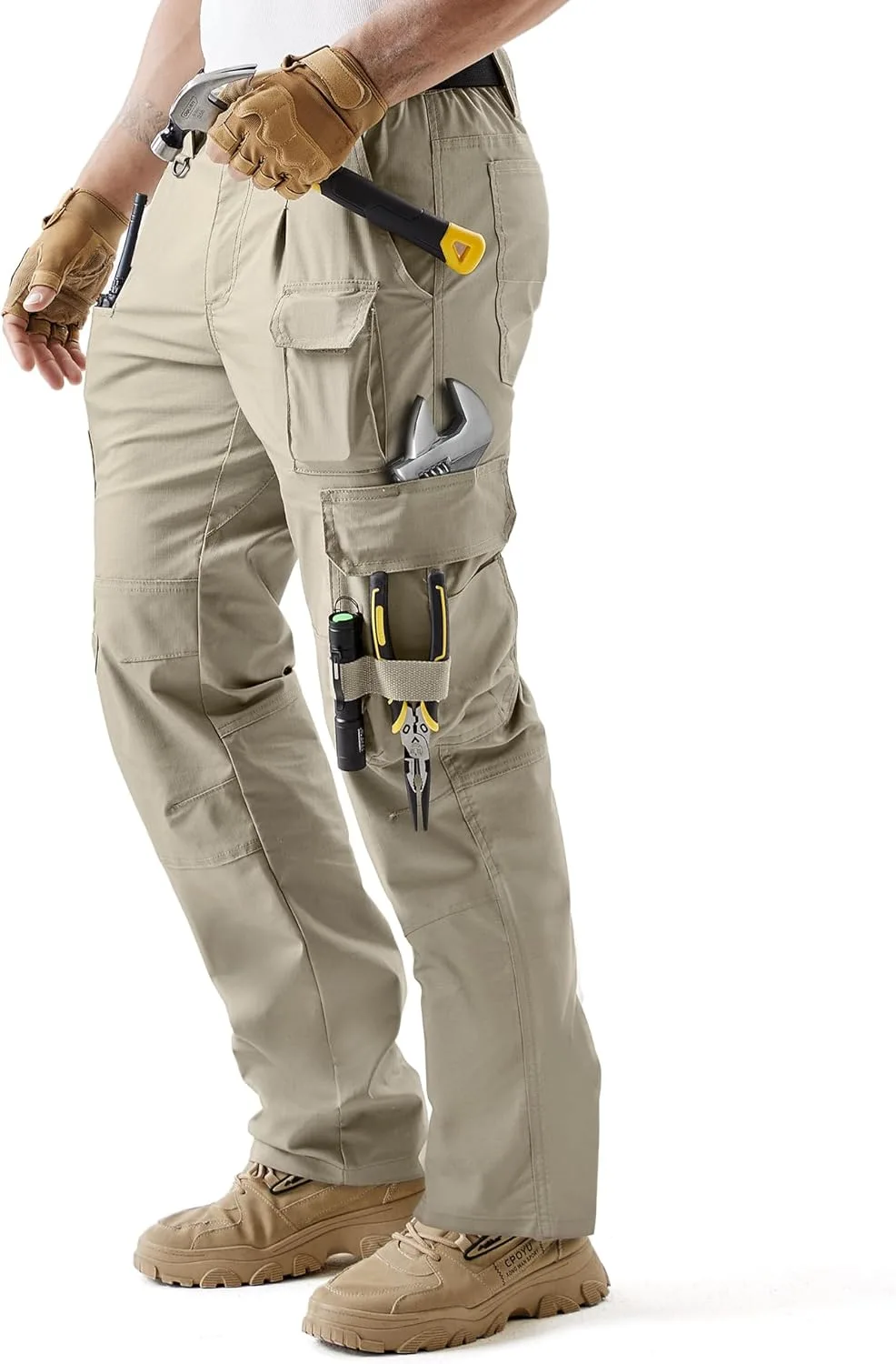 

IGOLUMON мужские тактические рабочие брюки с эластичной тканью, дышащие карго с 15 карманами