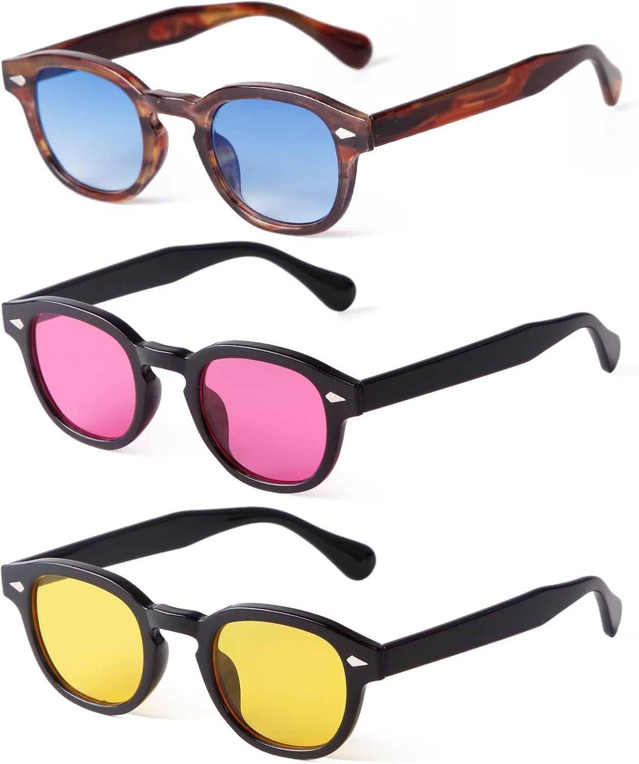 

Ретро-солнцезащитные очки маленького круглого размера, набор из 3 штук, винтажные солнцезащитные очки в круглой оправе с тонировкой, классические, стильные, модные, для женщин, мужчин и унисекс DQbhzh