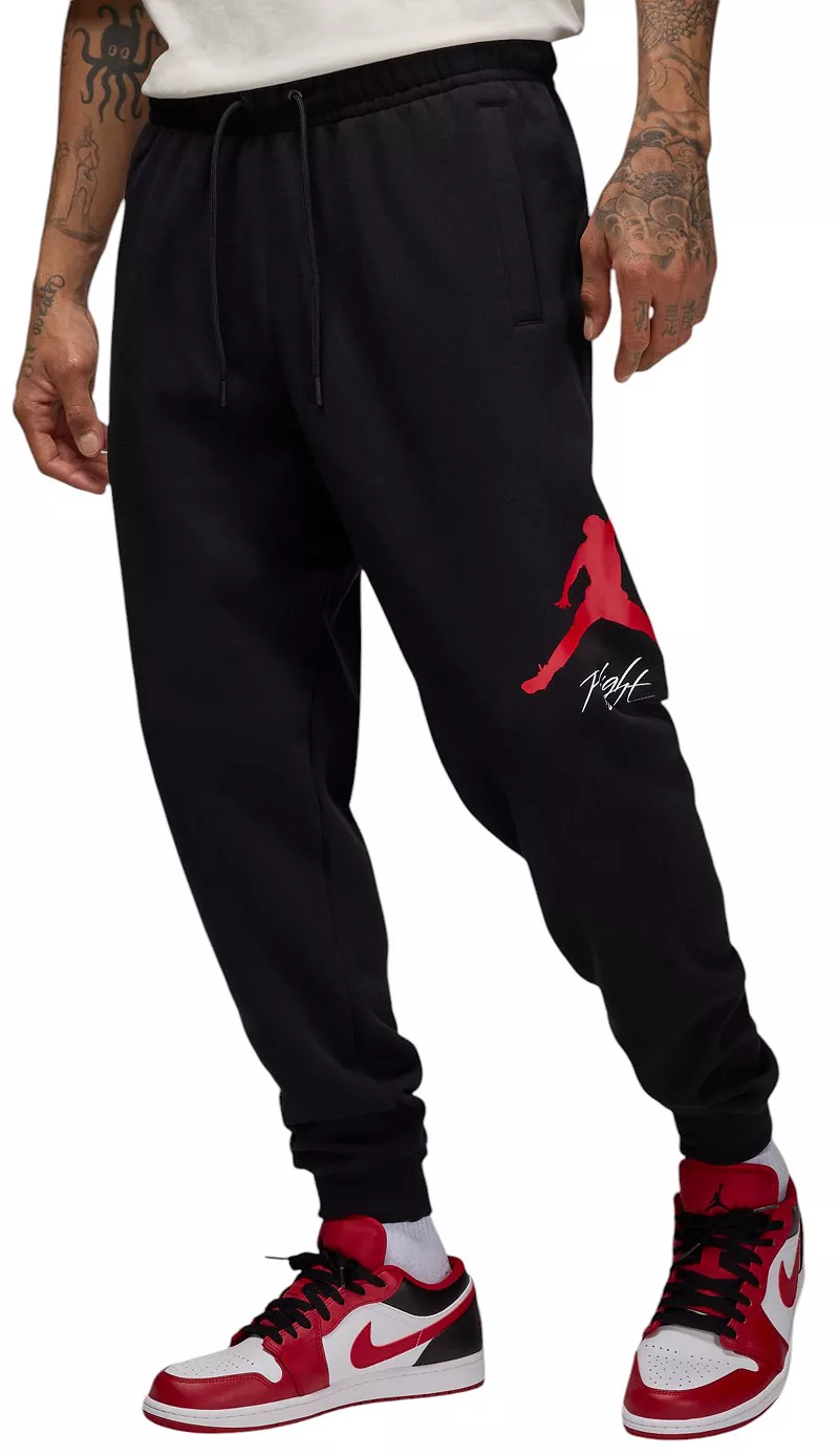 

Мужские базовые брюки Jordan Essentials из флиса, цвет Black/Gym Red