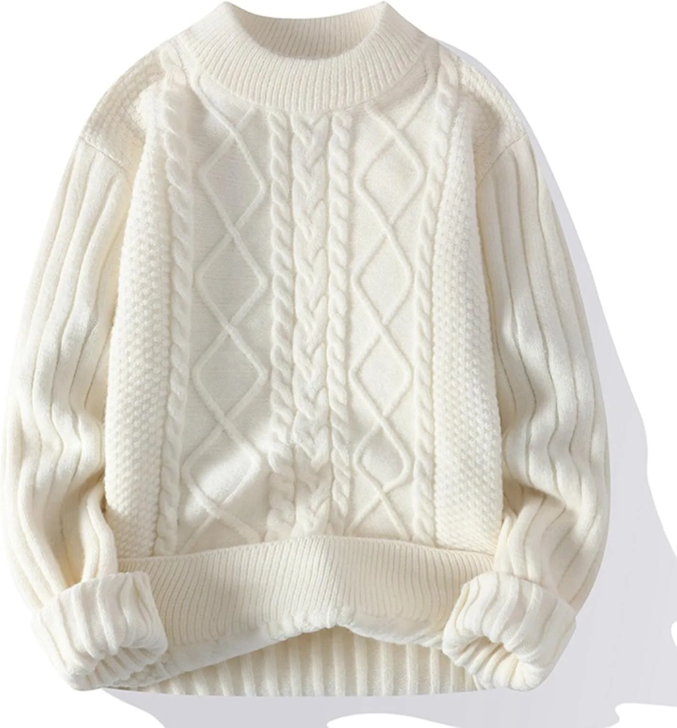 Свитер мужской кабельной вязки Casual Crewneck с длинным рукавом — фото 2