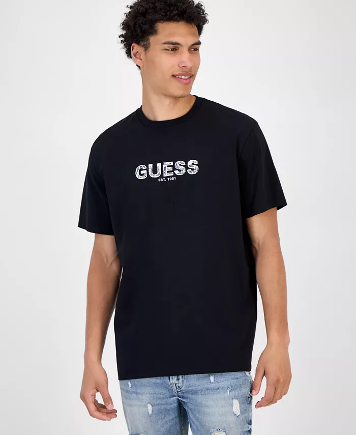 

Мужская футболка с коротким рукавом и вышитым логотипом Crewneck GUESS, мультиколор