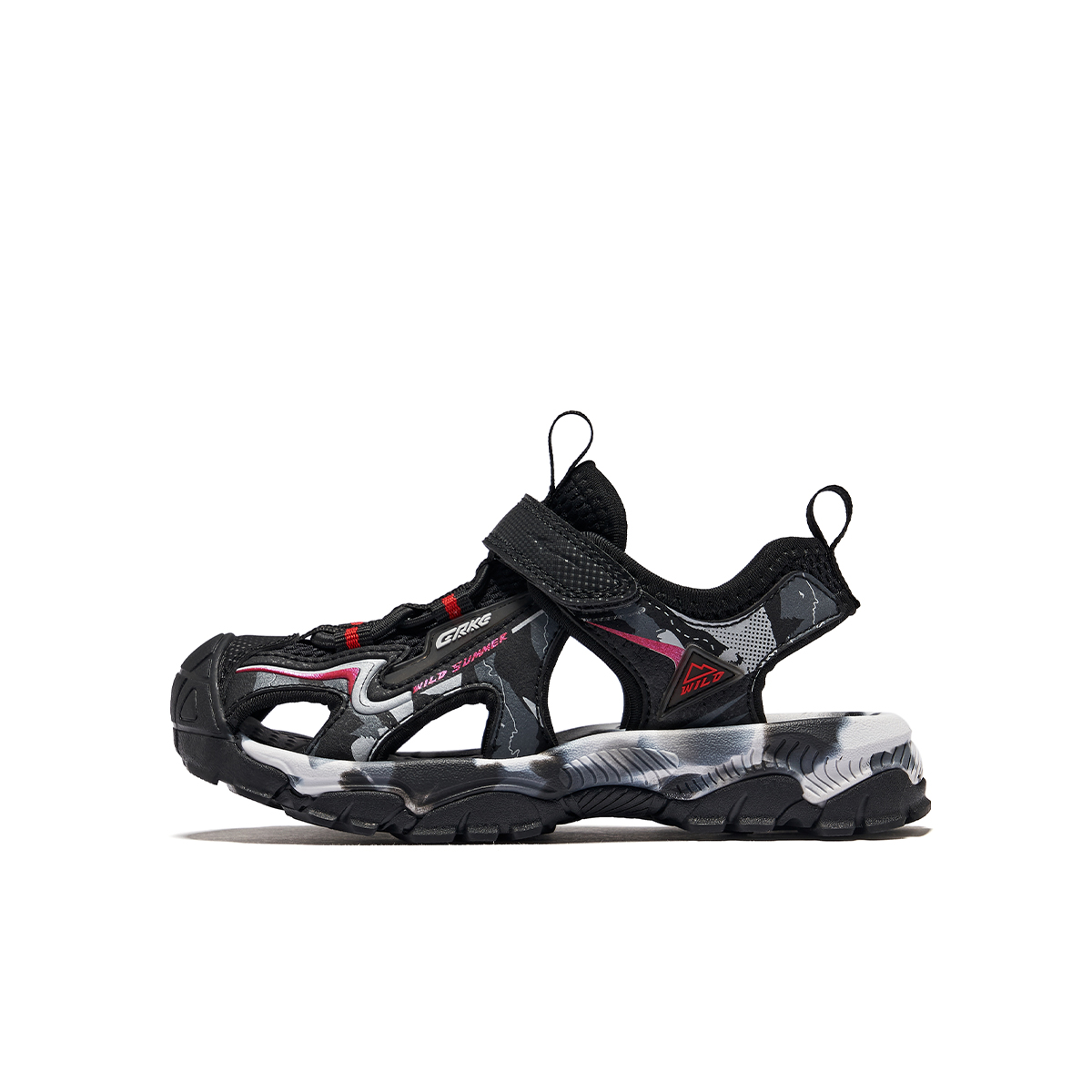 

ERKE KIDS Дышащие быстросохнущие низкие сандалии, цвет: угольно-черный/ярко-красный, детские