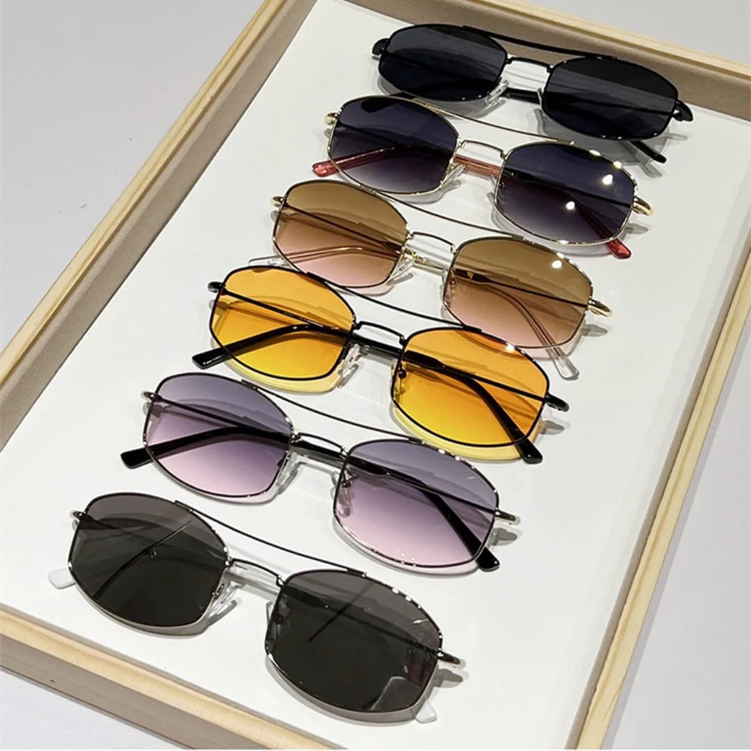 

Мужские солнцезащитные очки в классическом стиле с металлической оправой для вождения, отдыха и рыбалки, с защитой от УФ-излучения UV400 VFDHN, Gold Tea Pink