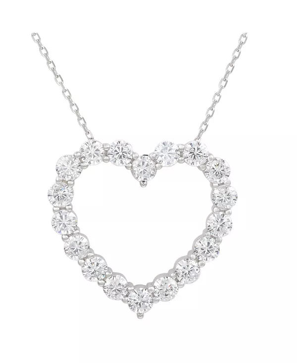 

Ожерелье Suzy Levian с подвеской в виде большого открытого сердца из стерлингового серебра с кубическим цирконием Suzy Levian New York, white