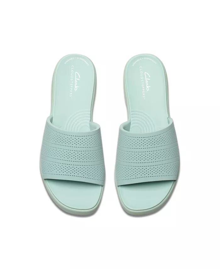 Женские сандалии на плоской подошве Cloudsteppers Drift Twist Slip-On Clarks, зеленый — фото 4