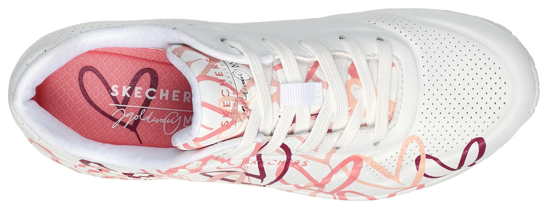 Кроссовки Skechers на танкетке "UNO-SPREAD THE LOVE" с эффектным принтом граффити, повседневная обувь, полуботинки, туфли на шнуровке, розовый — фото 4