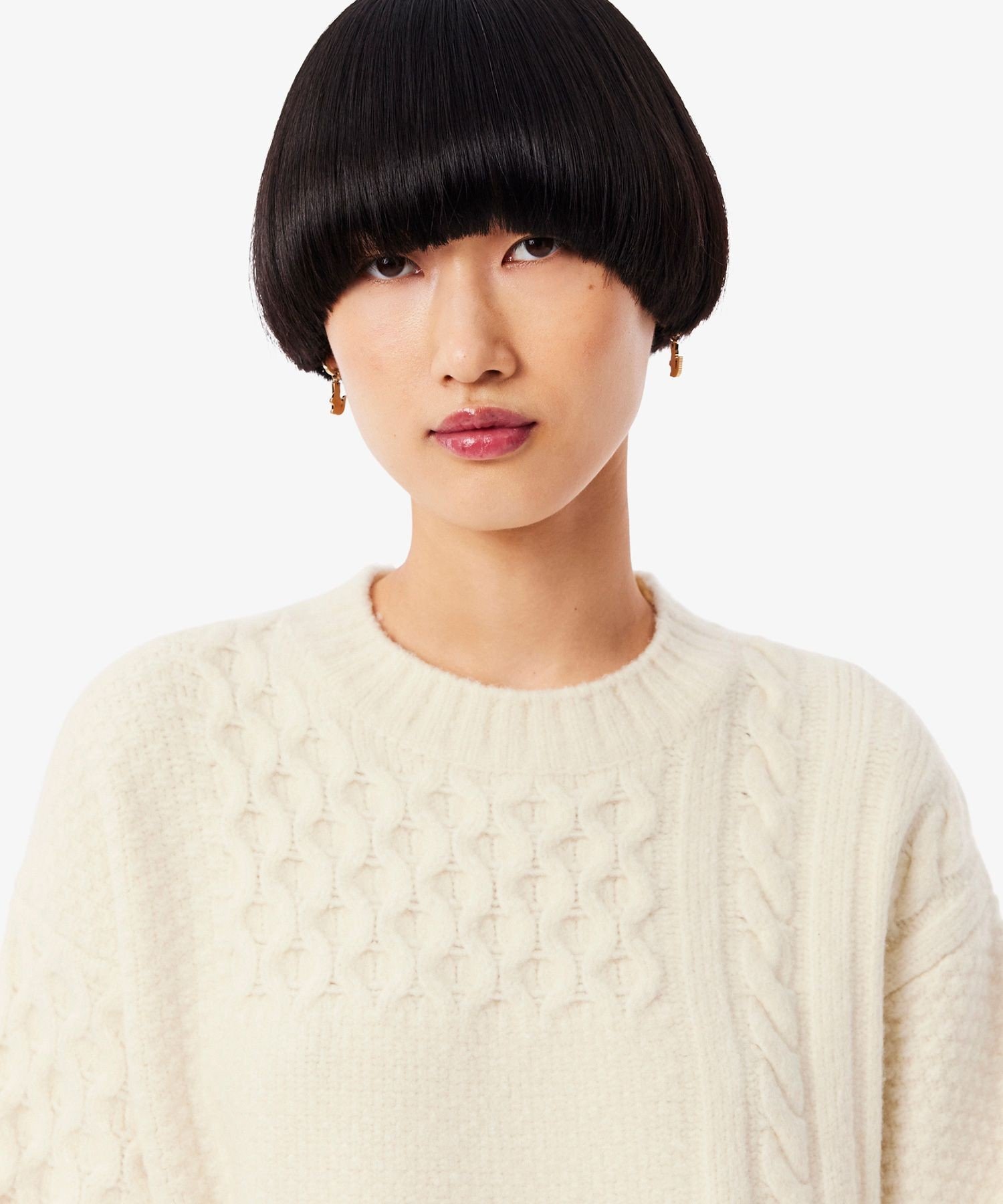 Платье-свитер LACOSTE Off white с эффектом пэчворка — фото 3