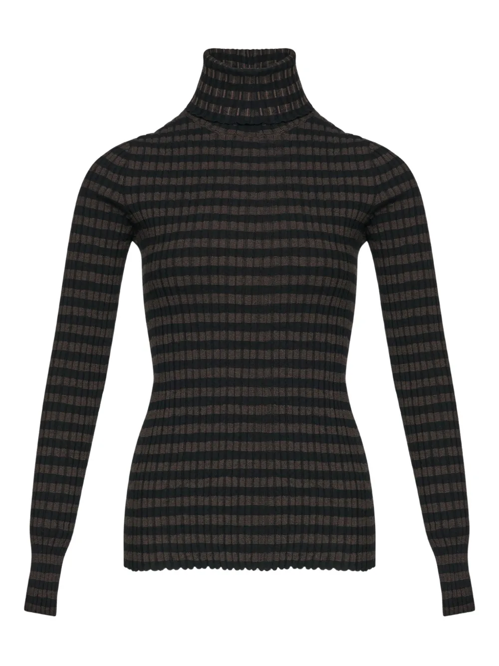 

Футболка в рубчик с высоким воротником MM6 Maison Margiela, коричневый