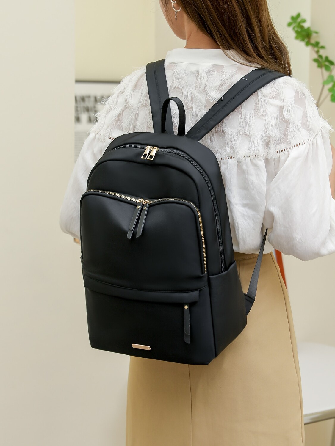 

Универсальный рюкзак, металлические детали, водонепроницаемый, черный