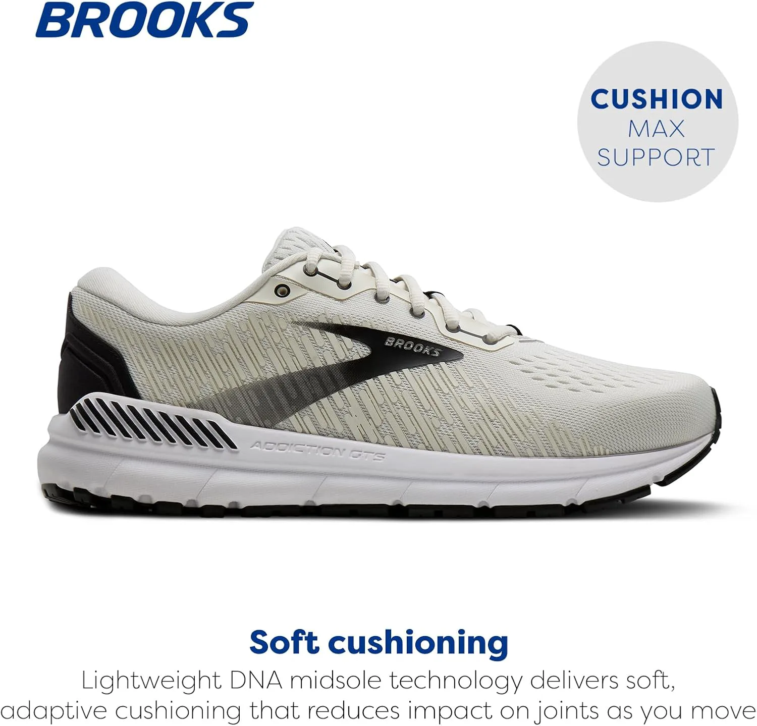 Мужские кроссовки для бега Brooks Addiction GTS 15 с поддержкой, серый/черный/белый — фото 3